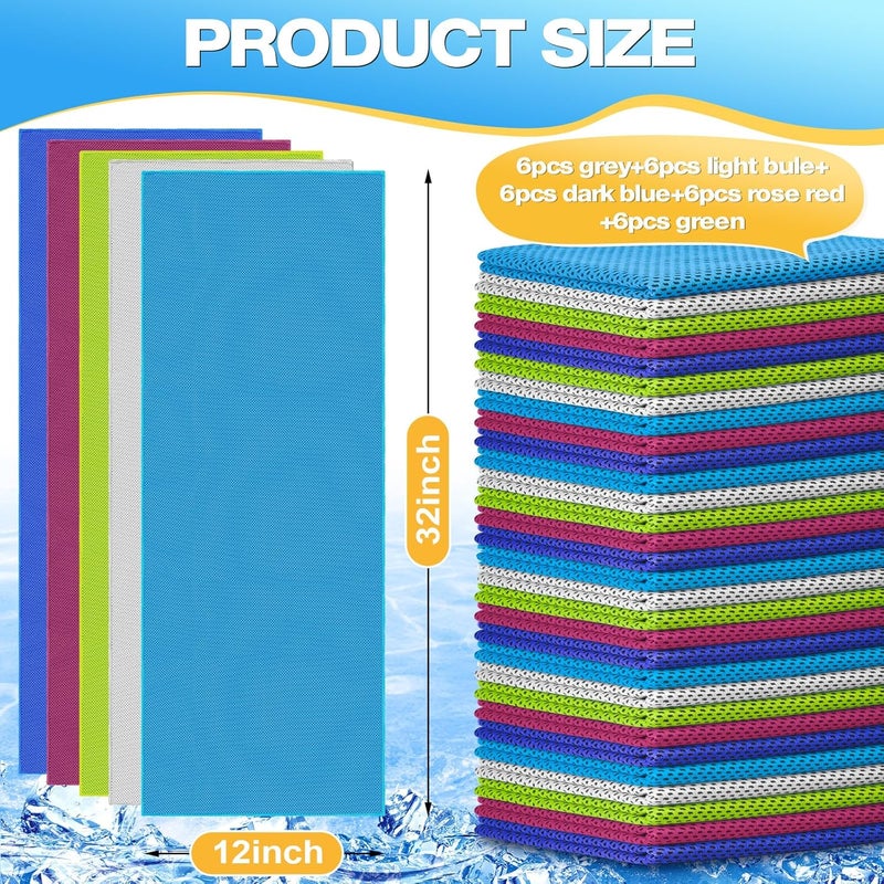 MENOLY 30 Packs Cooling Towels Bulk Cooling Towels for Neck and Face Gym Workout Cooling Neck Rags for Sports Yoga Soft Microfiber Breathable Sweat Rags for Hiking Running Fitness - Image 2